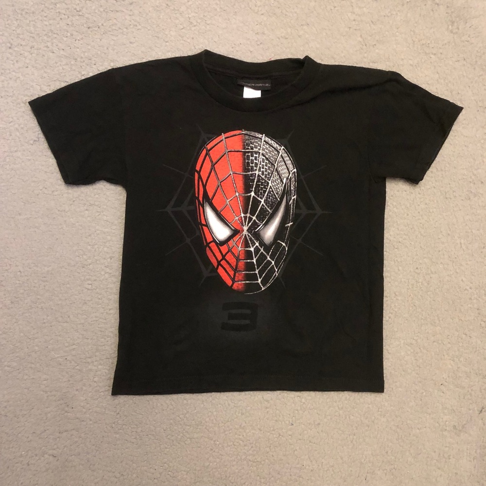 Spider-Man 3 Movie Promo Shirt Kids Small 6/7 Black Symbiote Graphic Tee 2007